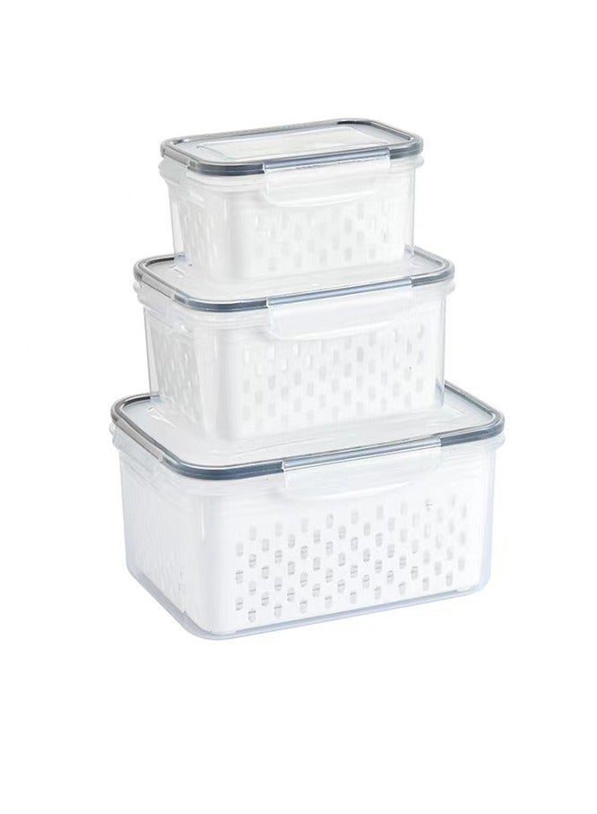 HOMESTAR Food container set with strainer inside the box and plastic cover 3 pieces - Image 1