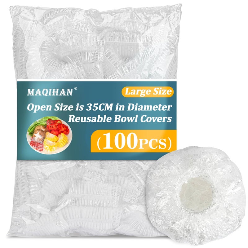 MAQIHAN MAQIHAN 100 Bowl Covers Bread Proofing - Large Plastic Wrap for Food Sourdough Bread Baking Rising Elastic Reusable Plate Covers Outdoor Food Fresh Keeping Bags Shower Cap Hair Deep Conditioning - Image 1