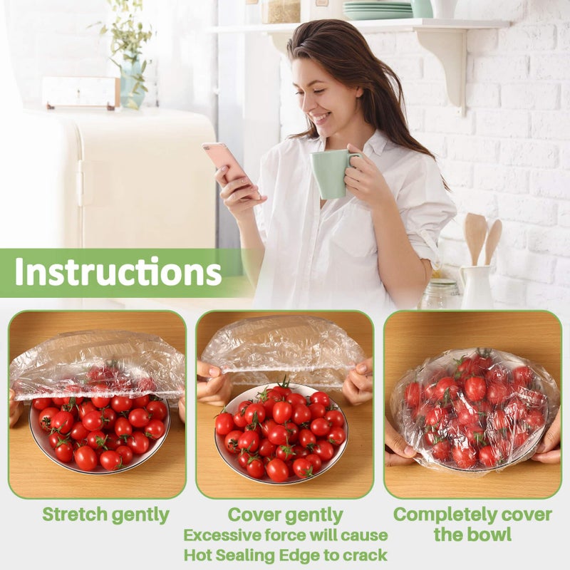 MAQIHAN MAQIHAN 100 Bowl Covers Bread Proofing - Large Plastic Wrap for Food Sourdough Bread Baking Rising Elastic Reusable Plate Covers Outdoor Food Fresh Keeping Bags Shower Cap Hair Deep Conditioning - Image 4