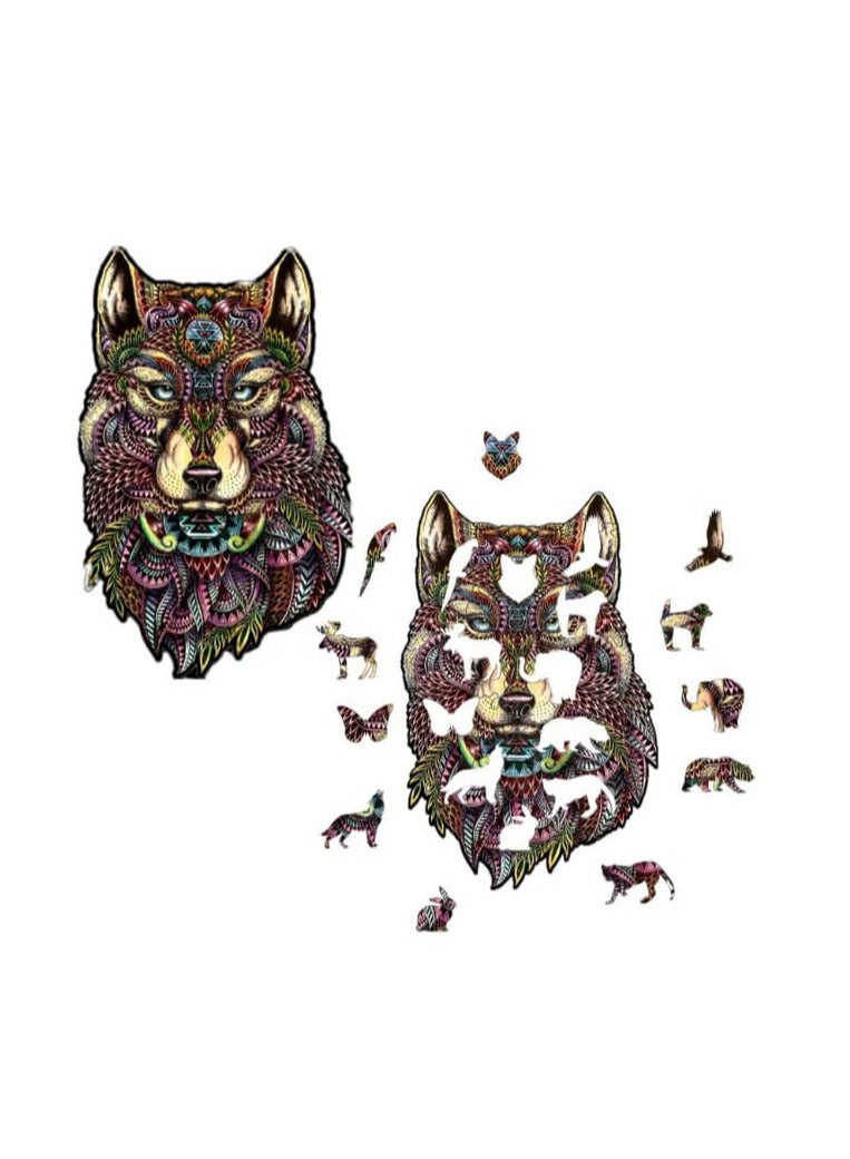 Wolf Wooden Puzzle, for Adults and Kids | High-Quality Laser Cut Wood | 3D Animal Puzzle (65 Pieces) - Image 1