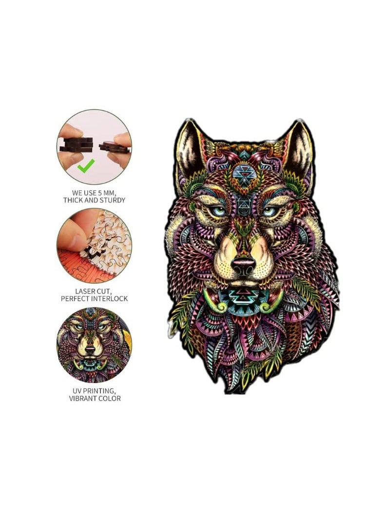 Wolf Wooden Puzzle, for Adults and Kids | High-Quality Laser Cut Wood | 3D Animal Puzzle (65 Pieces) - Image 2