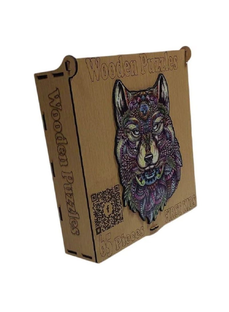 Wolf Wooden Puzzle, for Adults and Kids | High-Quality Laser Cut Wood | 3D Animal Puzzle (65 Pieces) - Image 3