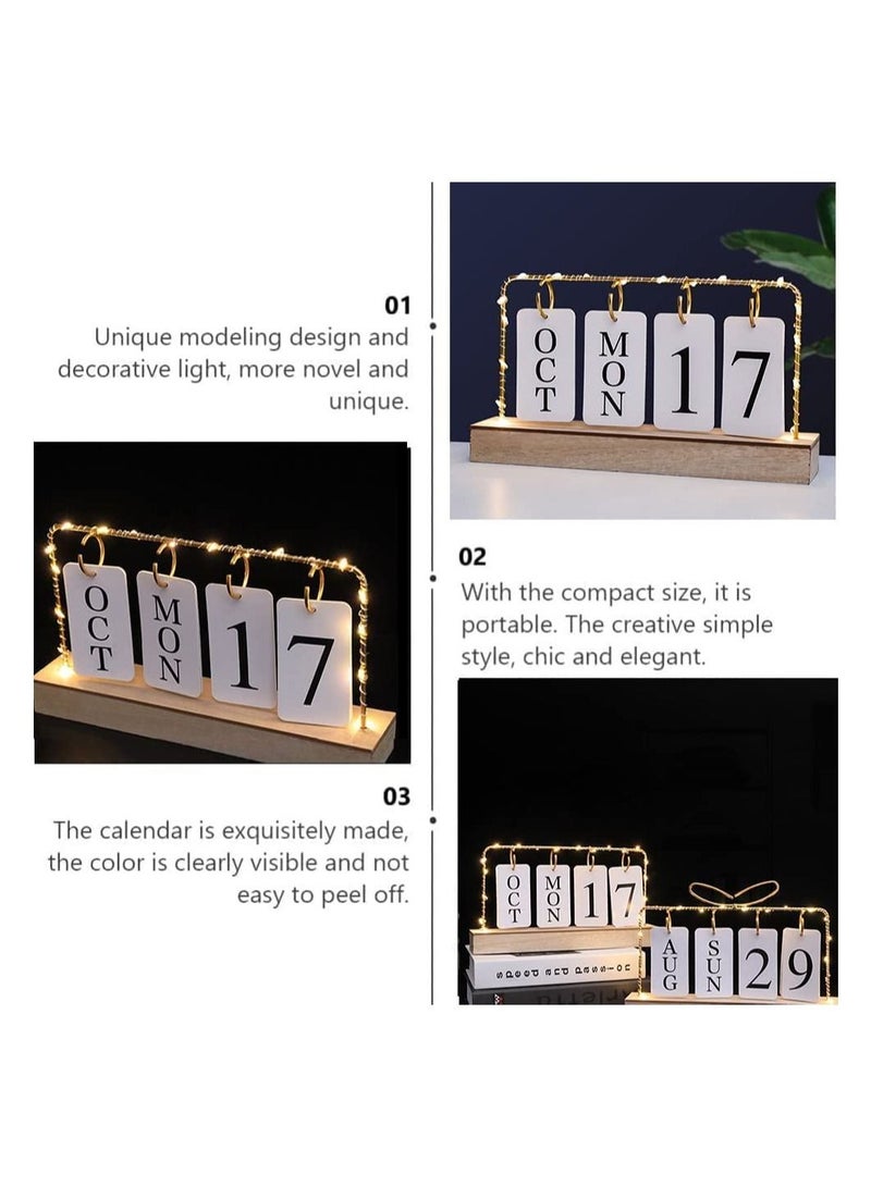 Y&D Flip Wooden Perpetual Calendar Metal Desk 2023 For Daily Office Home Decor Monthly Weekly Year Planner Standing Kitchen White color - Image 5