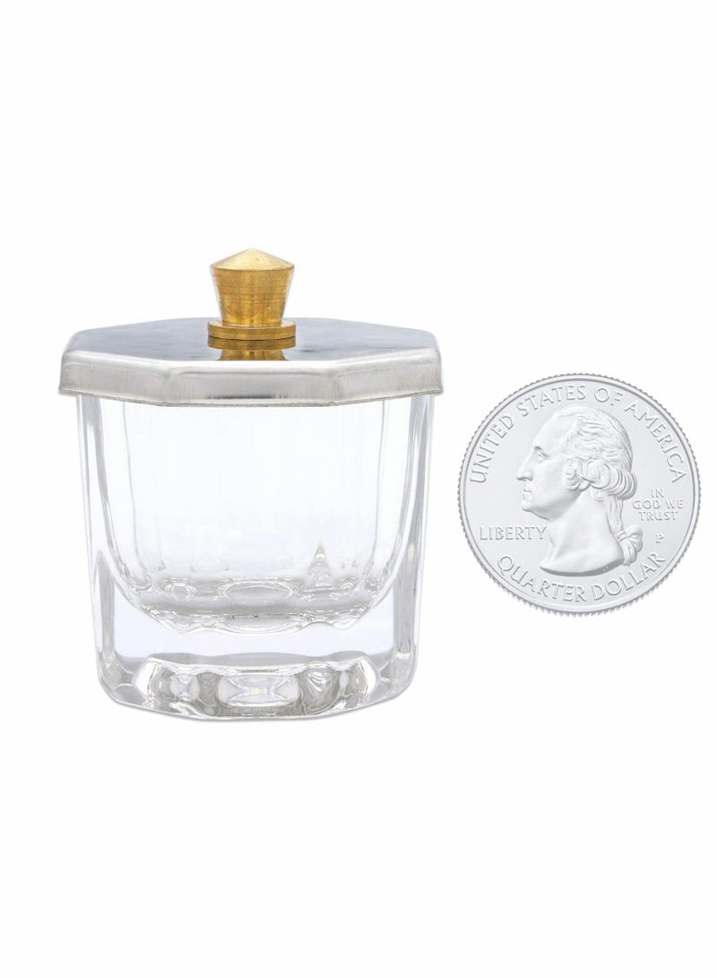 Excefore Acrylic Liquid Powder Dappen Dish Glass Crystal Cup with Stainless Steel Metal Lid Glassware Tool For Nail Art Manicure Care Tools (Pack of 4) - Image 4