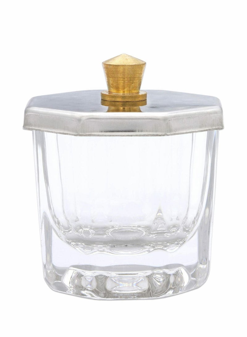Excefore Acrylic Liquid Powder Dappen Dish Glass Crystal Cup with Stainless Steel Metal Lid Glassware Tool For Nail Art Manicure Care Tools (Pack of 4) - Image 3