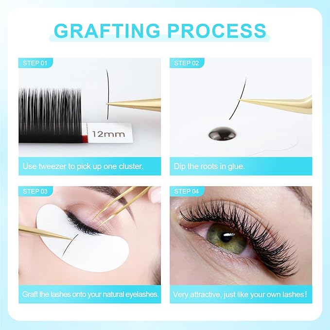 NAGARAKU Ellipse Flat Eyelash Extension Professional Double Split Tip Individual False Lashes Supplies Matte Black Eye Lashes SemiPermanent Ushaped Design 16 Rows015mm D Curl 815mm