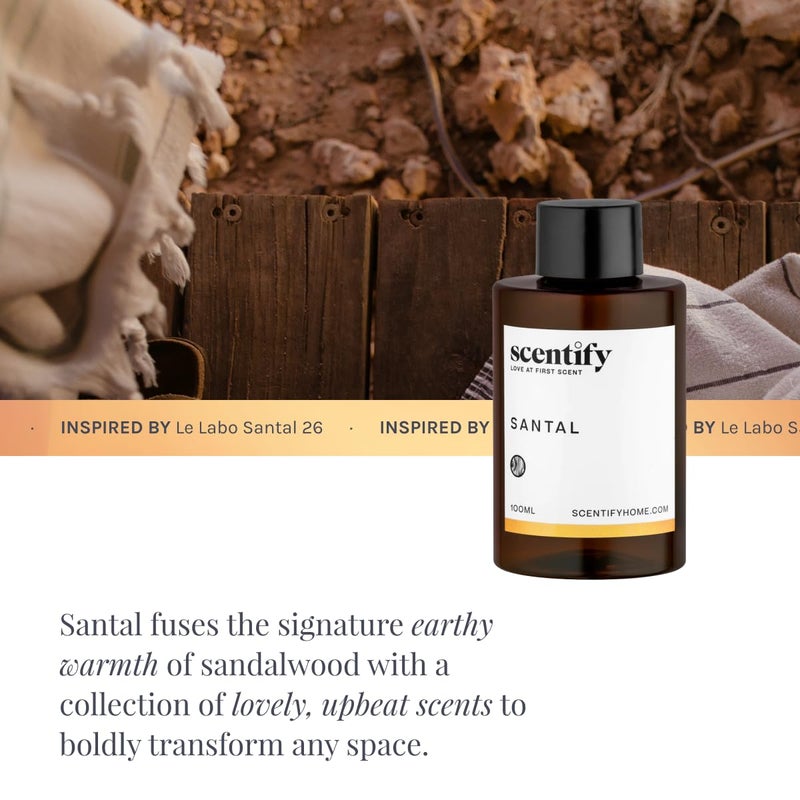 Scentify Santal Aroma Oil Refill Scent for Oil Diffusers - Iris, Amber, Sandalwood, Cedar Scents - Luxurious Relaxing Aromatherapy Diffuser Fragrance 100ml, 3.38 oz - Image 3