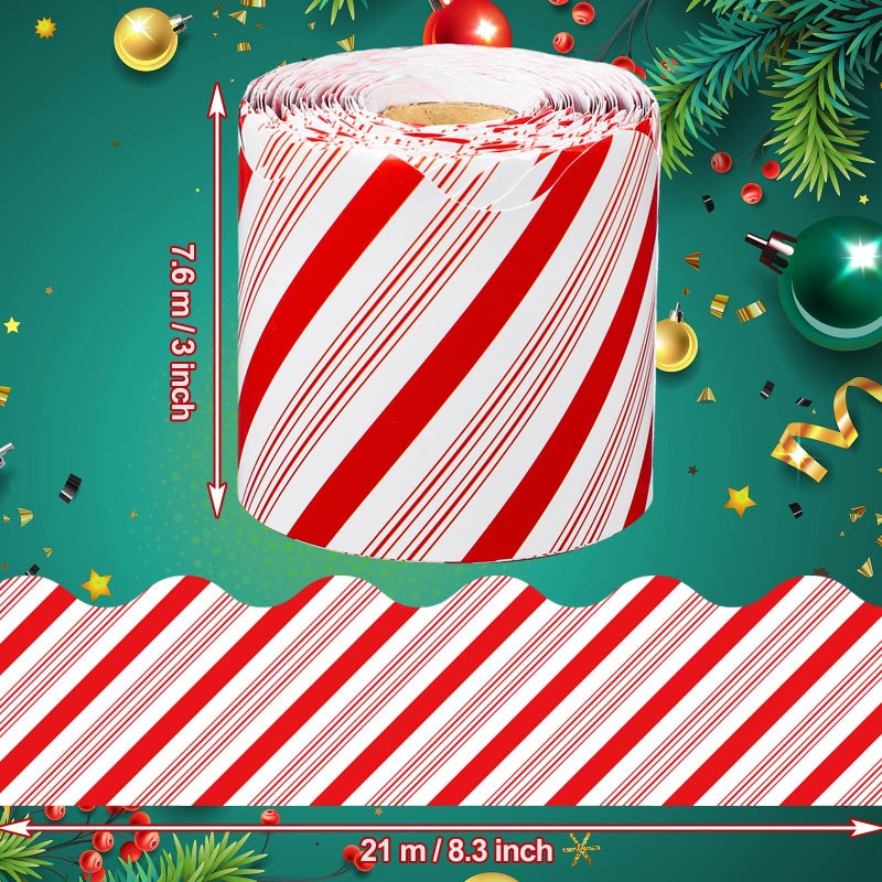 Panelee Christmas Candy Cane Border 68.9 Feet Bulletin Board Border Butterflies Flowers Bee Space Inspirational Cute Decor for Classroom Bulletin Boards Chalkboard Wall Decor - Image 2
