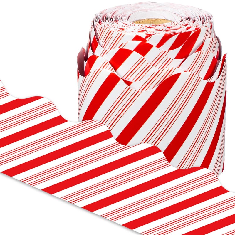 Panelee Christmas Candy Cane Border 68.9 Feet Bulletin Board Border Butterflies Flowers Bee Space Inspirational Cute Decor for Classroom Bulletin Boards Chalkboard Wall Decor - Image 1
