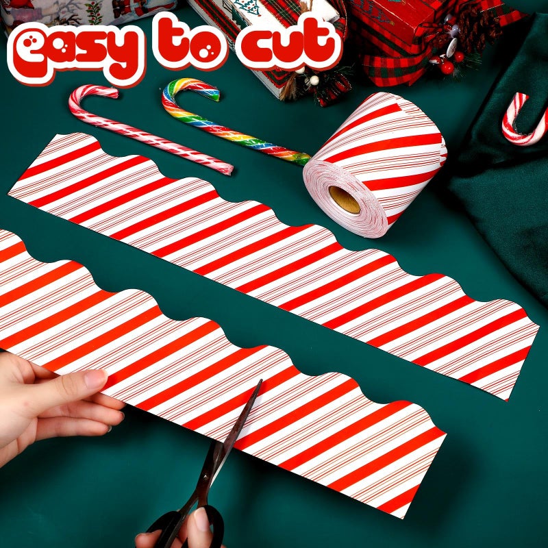 Panelee Christmas Candy Cane Border 68.9 Feet Bulletin Board Border Butterflies Flowers Bee Space Inspirational Cute Decor for Classroom Bulletin Boards Chalkboard Wall Decor - Image 3