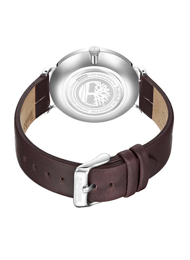 Timberland Men Ripton Men's Navy Dial Dark Brown Leather Strap Analog Watch 42mm - Image 3