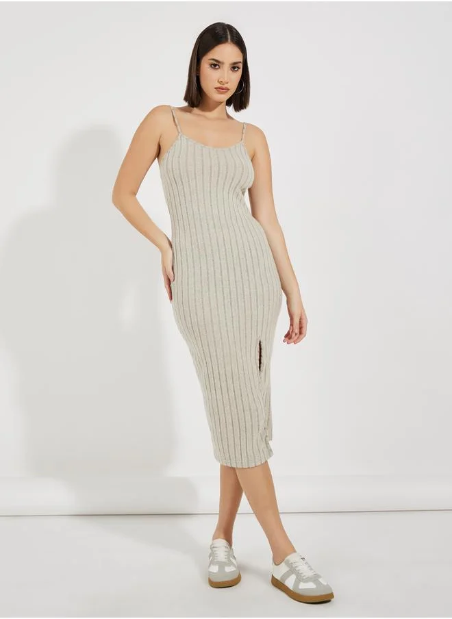 Styli Rib Knit Midi Dress & Cardigan Co-Ords