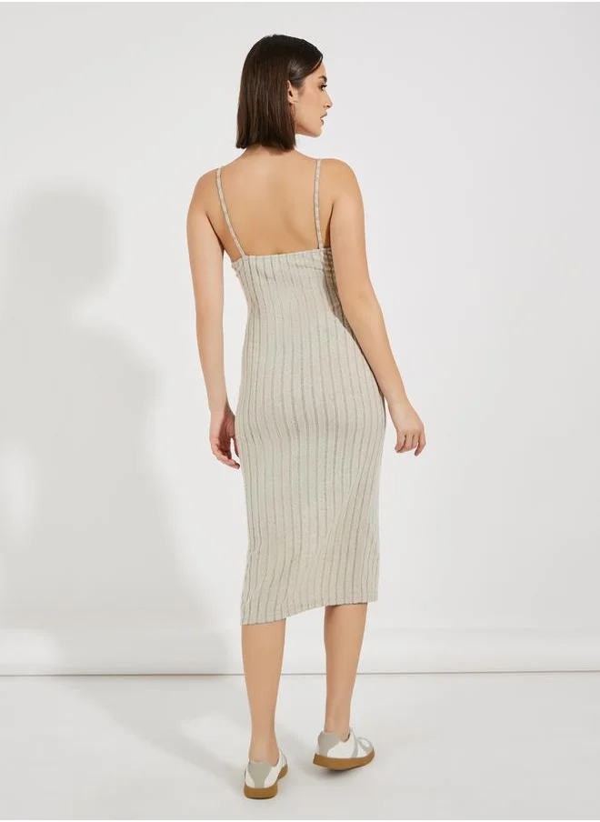 Styli Rib Knit Midi Dress & Cardigan Co-Ords