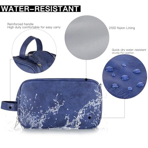 Elviros Toiletry Bag for Men, Large Travel Shaving Dopp Kit Water-resistant Bathroom Toiletries Organizer PU Leather Cosmetic Bags - Image 3