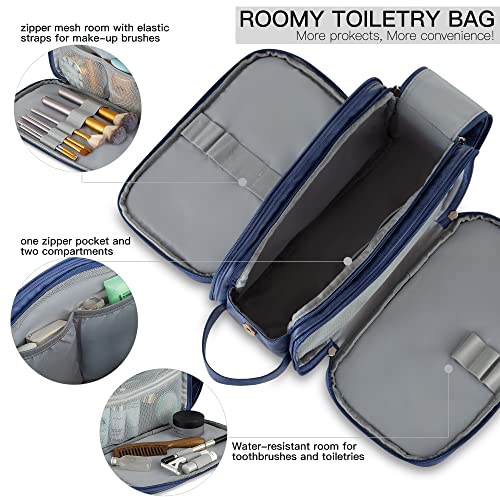 Elviros Toiletry Bag for Men, Large Travel Shaving Dopp Kit Water-resistant Bathroom Toiletries Organizer PU Leather Cosmetic Bags - Image 2