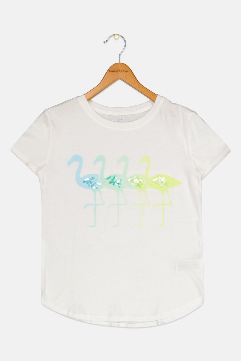 GAP Kids Girl Sequined Short Sleeve Top, White  - Image 1