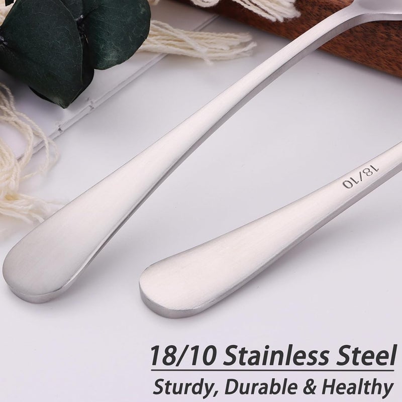 Mafier 7" Elegant Soup Spoons Silverware Set,18/10 Stainless Steel,Matte Satin Finish,Dishwasher Safe(Set of 4,Silver) - Image 3
