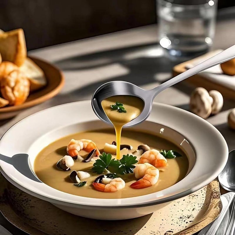 Mafier 7" Elegant Soup Spoons Silverware Set,18/10 Stainless Steel,Matte Satin Finish,Dishwasher Safe(Set of 4,Silver) - Image 5