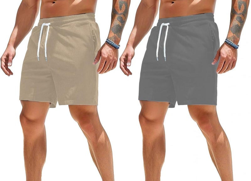 SMOWKLY Men's Premium Polycotton Casual Ribbed Shorts || Elastic & Drawstring Waist with 2 Pocket || Loose Fit Lightweight Burmuda Perfect for Workout, Beach & Summer ||Shorts Pant for Men - Image 1