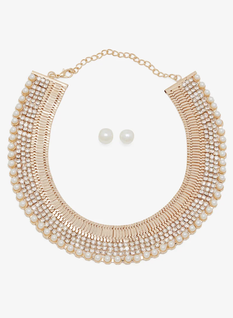 Khizana Gold Pearl Embellished Choker