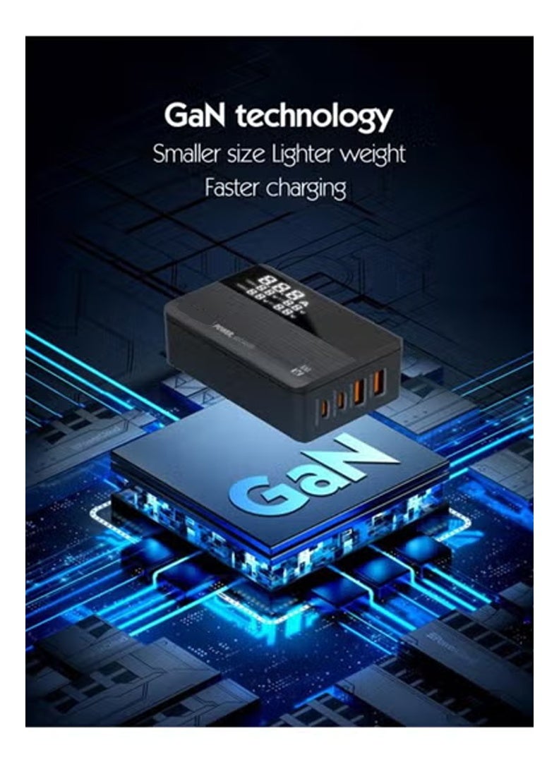 شاحن سريع 100 واط USB C – مركز شحن مدمج 4 منافذ مع دعم PD 3.0 و QC 4.0 و PPS – محول حائط متعدد الأجهزة لجهاز MacBook، أجهزة الكمبيوتر المحمولة، iPhone، iPad، Samsung، Pixel والمزيد – موزع طاقة ذكي للسفر والاستخدام المنزلي - Image 4