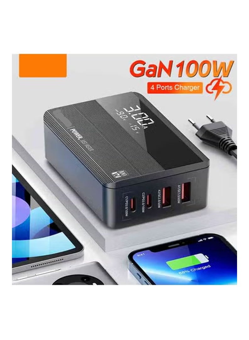شاحن سريع 100 واط USB C – مركز شحن مدمج 4 منافذ مع دعم PD 3.0 و QC 4.0 و PPS – محول حائط متعدد الأجهزة لجهاز MacBook، أجهزة الكمبيوتر المحمولة، iPhone، iPad، Samsung، Pixel والمزيد – موزع طاقة ذكي للسفر والاستخدام المنزلي - Image 5