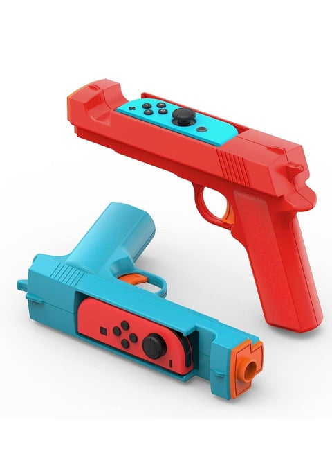 Shooting Game Gun Controller Compatible with Switch/Switch OLED Joy-Con, Hand Grip Motion for Switch Shooter Hunting Games (Blue + Red)