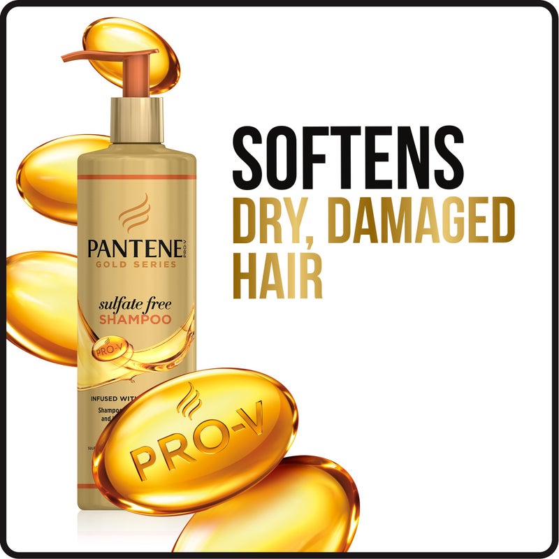 Pantene Gold Series Argan Oil from ProV for Natural and Curly Textured Hair, Sulfate Free Shampoo, 8.5 Fl Oz - Image 5