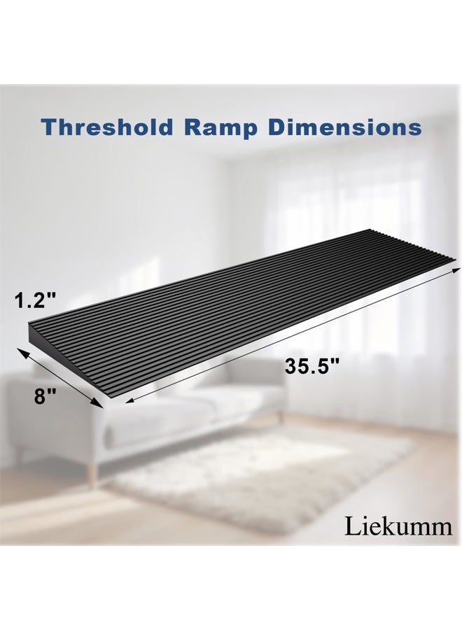 LIEKUMM 1.2" Rise Solid Threshold Ramp, 1500 LBS Capacity Recycled Rubber Power Threshold Ramp, 35.4" Wide Non-Slip Rubber Wheelchair Ramp for Doorway, Bathroom, Supermarket Entrance and Garage - Image 3