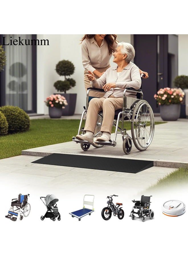 LIEKUMM 1.2" Rise Solid Threshold Ramp, 1500 LBS Capacity Recycled Rubber Power Threshold Ramp, 35.4" Wide Non-Slip Rubber Wheelchair Ramp for Doorway, Bathroom, Supermarket Entrance and Garage - Image 5