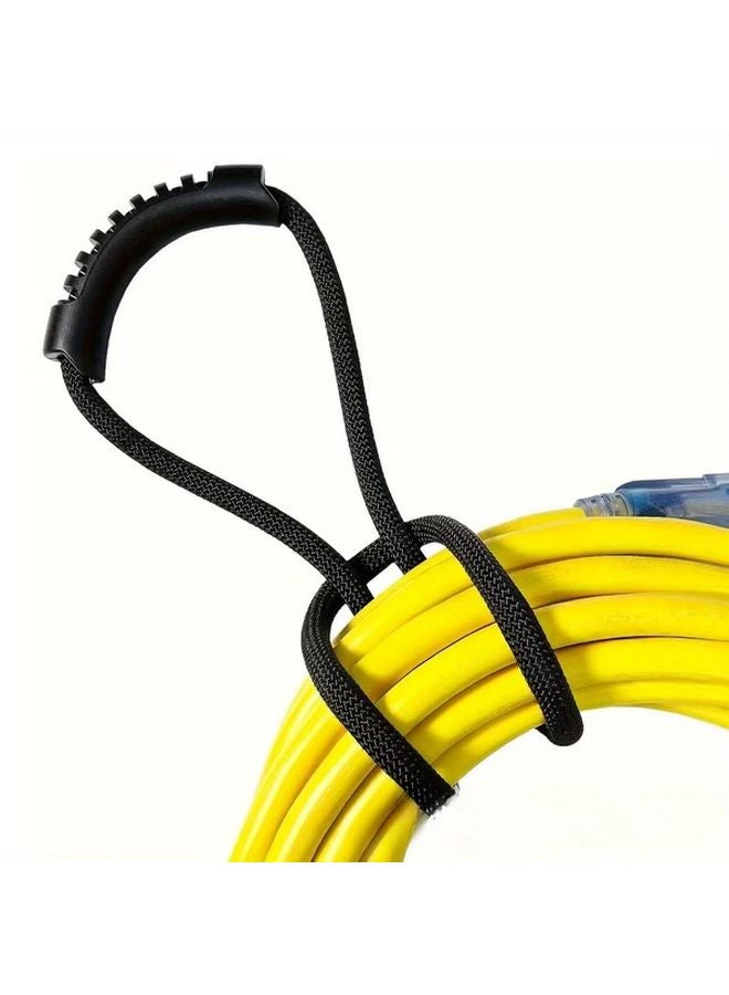 Black Heavy Duty Multipurpose Storage Strap with Handle 24 Inch Wrap Organizer for Hoses Extension Cords Cables Includes 4 Cinch Straps - Image 3