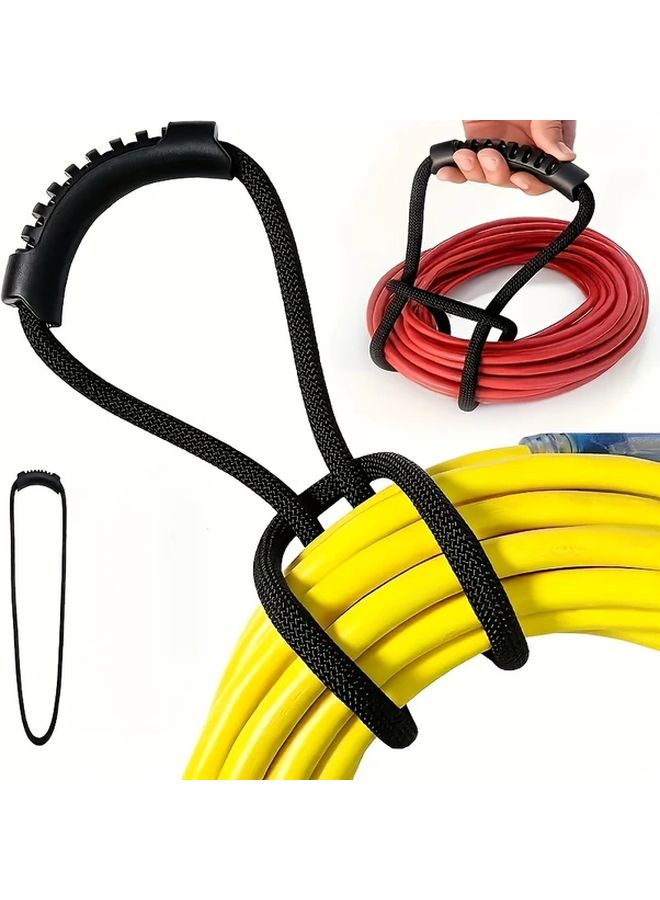Black Heavy Duty Multipurpose Storage Strap with Handle 24 Inch Wrap Organizer for Hoses Extension Cords Cables Includes 4 Cinch Straps - Image 2