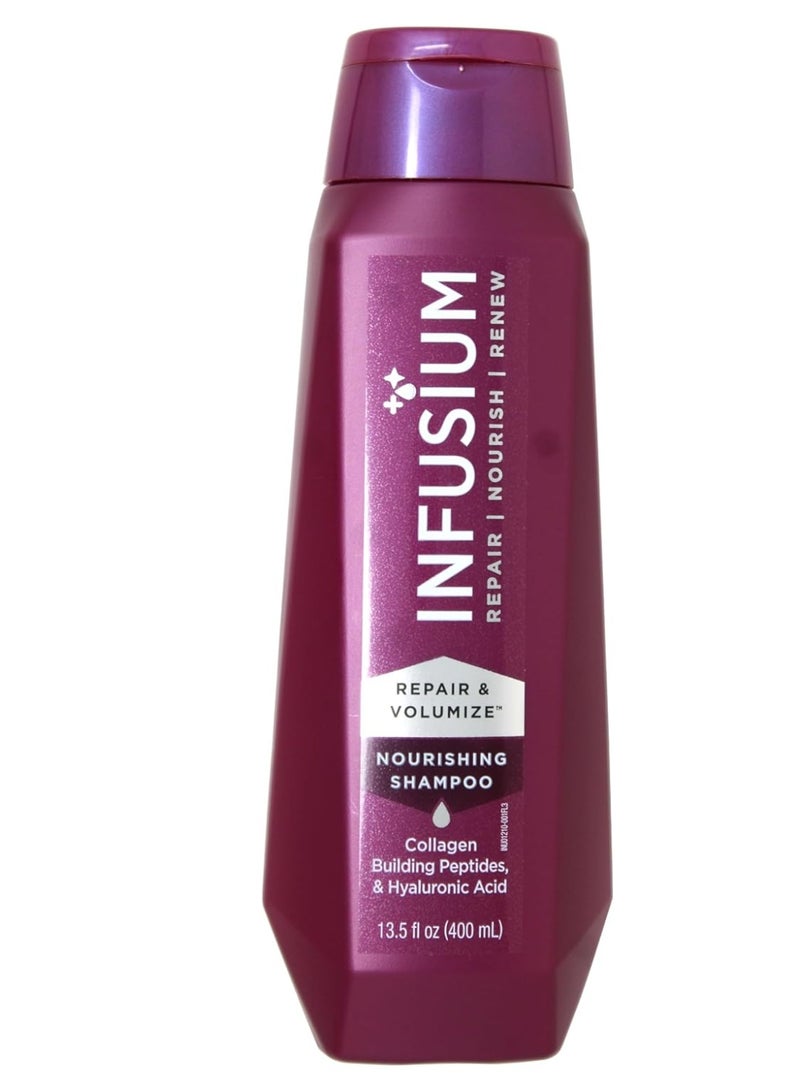 INFUSIUM Shampoo & Conditioner Repair & Volumize, Repair/Nourish/Renew, with Collagen, Building Peptides & Hyaluronic Acid for Dry & Damaged Hair, 13.5 FL OZ (400 mL) Per Bottle - One Set - Image 2