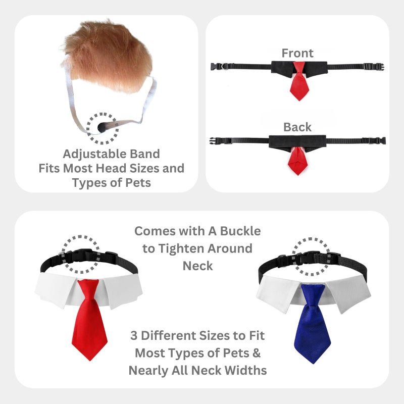 Urnat Pet Cat/Dog Blonde Wig with Tie - Iconic and Playful Toupee Hat, Cosplay Dress Up Clothing Costume Halloween Accessories (RedTie, L) - Image 5