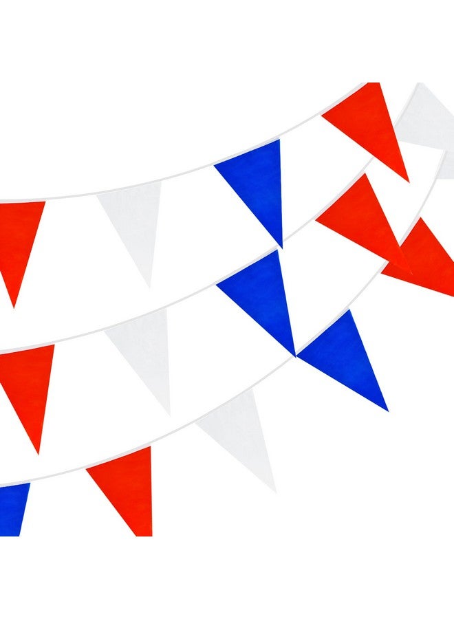 BEISHIDA رايات بينت 100 قدم 83 قطعة حمراء وبيضاء وزرقاء، علم مثلث قابل لإعادة الاستخدام، زينة حفلات بمناسبة عيد الميلاد، عيد ميلاد الأطفال، فعاليات داخلية وخارجية - Image 1