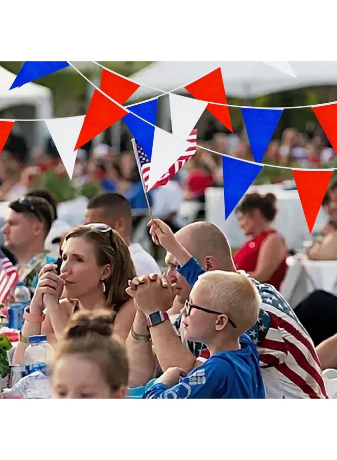 BEISHIDA رايات بينت 100 قدم 83 قطعة حمراء وبيضاء وزرقاء، علم مثلث قابل لإعادة الاستخدام، زينة حفلات بمناسبة عيد الميلاد، عيد ميلاد الأطفال، فعاليات داخلية وخارجية - Image 3