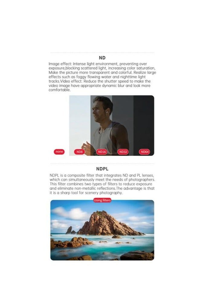 SYOSI Lens Filters for Insta 360 Ace Pro, Waterproof Lens Protection Filter Set, Polarizing Neutral Density HD Filter Lens Protective Protector Cover for Insta 360 Ace Pro (ND8PL+ND16PL+ND32PL+ND64PL) - Image 5