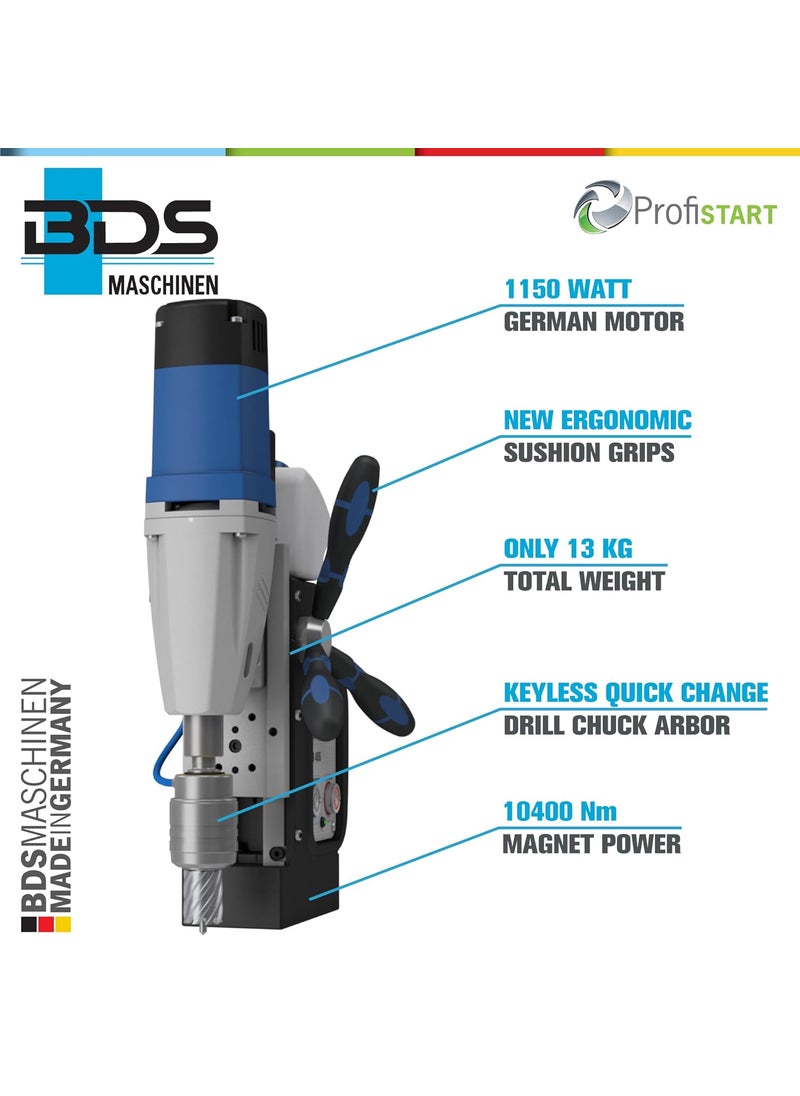 BDS Maschinen HEAVYDUTY Magnetic Drilling Machine MAB 455 KEYLESS Tool Holder 50 mm Core Drilling 55 mm Cutting Depth Morse Taper 2 BDS Machines Germany  - Image 3