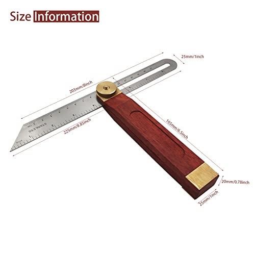 LYFJXX Bevel Gauge, Sliding Bevel Gauge, 8 Inch T Bevel Angle Finder with Wooden Handle T Measurements Ruler for for Craftsman Carpenter - Image 4