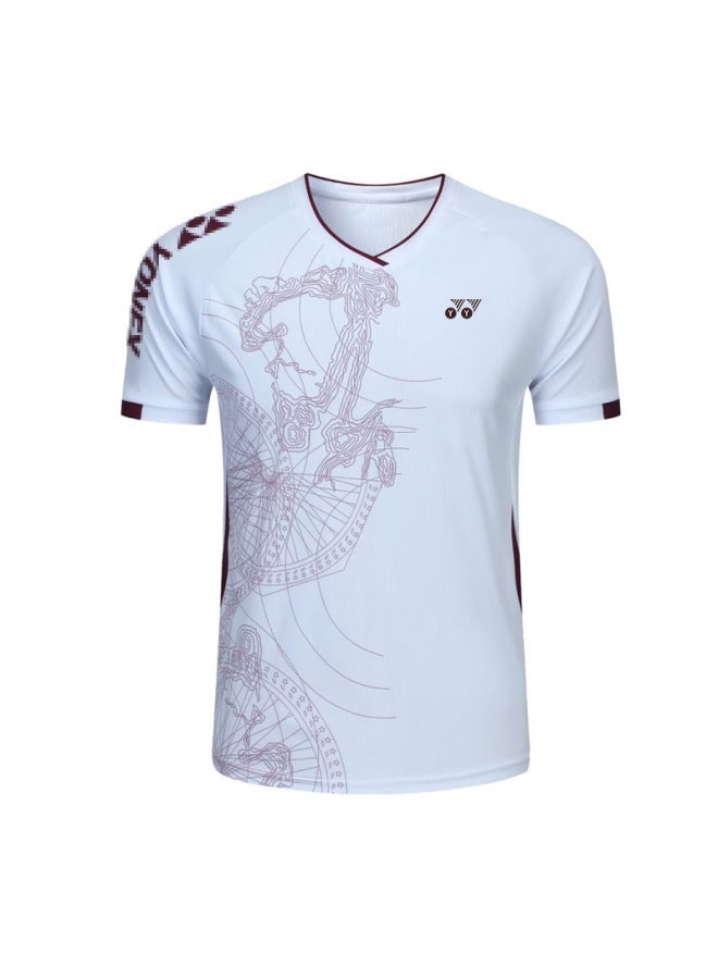 Yy New Badminton Suit Men's And Women's Ice Silk Short-sleeved Quick-drying Breathable Tennis Table Tennis Suit Compeion Training Suit