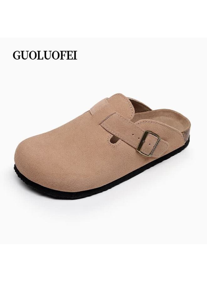 GUOLUOFEI Guoluofi Cork Slip-on Shoes Men's Summer Lazy Casual Outdoor Flat Slippers Women's Maple Leaf Yellow Size 35 - Image 1