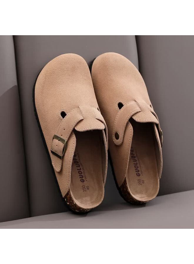 GUOLUOFEI Guoluofi Cork Slip-on Shoes Men's Summer Lazy Casual Outdoor Flat Slippers Women's Maple Leaf Yellow Size 35 - Image 4