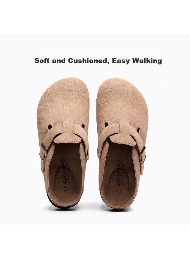 GUOLUOFEI Guoluofi Cork Slip-on Shoes Men's Summer Lazy Casual Outdoor Flat Slippers Women's Maple Leaf Yellow Size 35 - Image 3