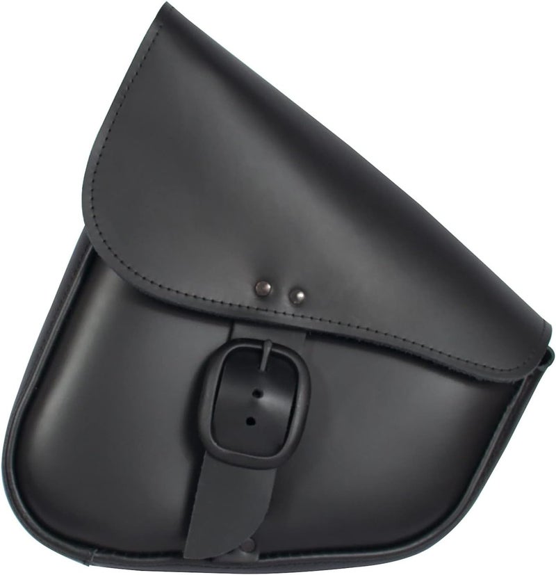 Dowco Willie & Max Black Leather Motorcycle Swingarm Bag - Image 1