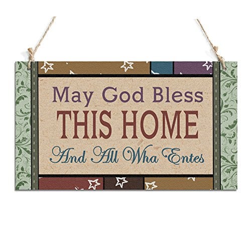 Kaishihui zhongfei May God Bless This Home Hanging Signs Perfect for Home Decor (10" x 6") - Image 4