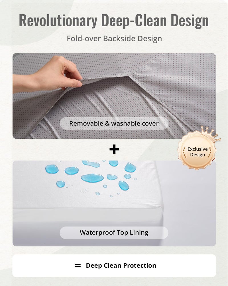 Blissful Diary 1.3" Thick Baby Play Mat, 50x50 Playpen Mat with Removable & Washable Cover, Ultra Soft Crawling Rug for Floor, Foam Cushion & Non-Slip Backing for Kid, Toddlers and Infants, Light Grey - Image 3