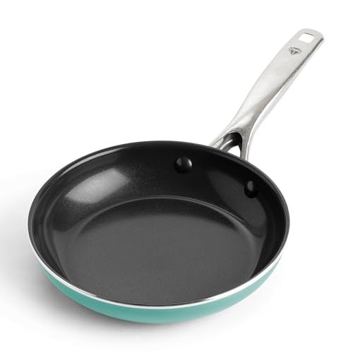 Blue Diamond 8" Nonstick Frying Pan Skillet, Diamond Infused Ceramic PFAS-Free, Dishwasher & Oven Safe, Stay Cool Handle, Durable Non Toxic Metal Utensil Safe, Egg & Omelet Pan, Turquoise - Image 1