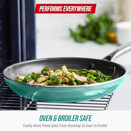 Blue Diamond 8" Nonstick Frying Pan Skillet, Diamond Infused Ceramic PFAS-Free, Dishwasher & Oven Safe, Stay Cool Handle, Durable Non Toxic Metal Utensil Safe, Egg & Omelet Pan, Turquoise - Image 3