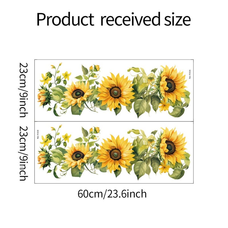 Saomour Small Fresh Sunflower Wall Decal Chic and Refreshing Sunflower Hallway Corridor Air Conditioner Stickers Boho Decor CalcomanÃ­as para Pared de Cuarto Stickers for Girls Room Wall Art Peel and Stick - Image 5