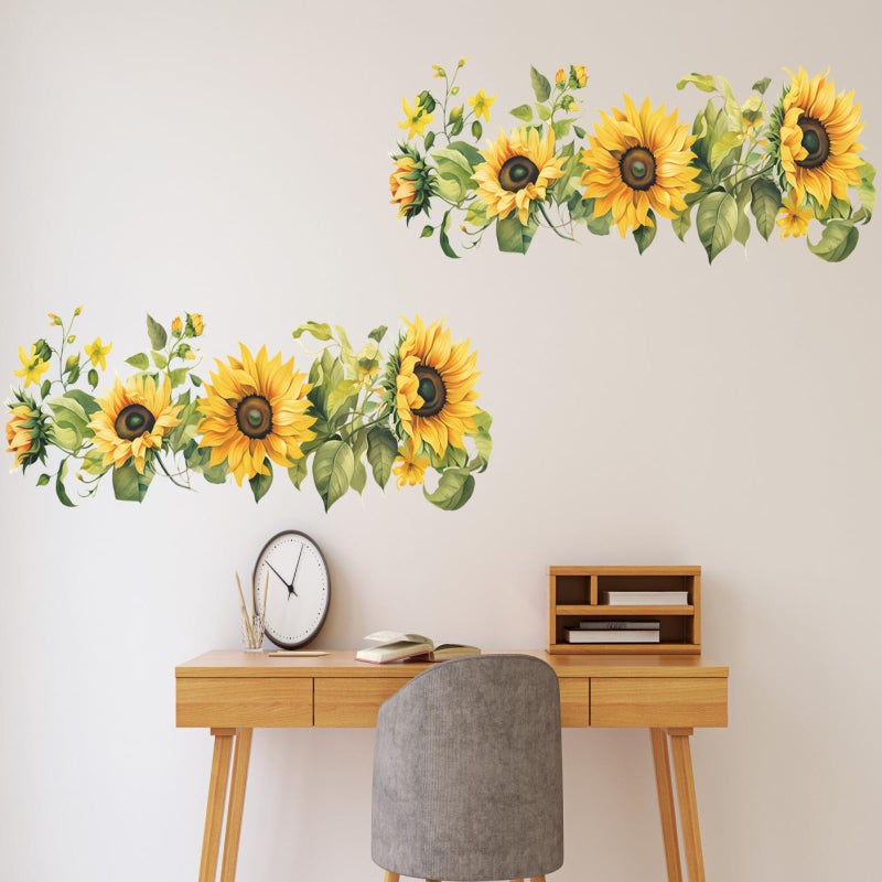 Saomour Small Fresh Sunflower Wall Decal Chic and Refreshing Sunflower Hallway Corridor Air Conditioner Stickers Boho Decor CalcomanÃ­as para Pared de Cuarto Stickers for Girls Room Wall Art Peel and Stick - Image 1